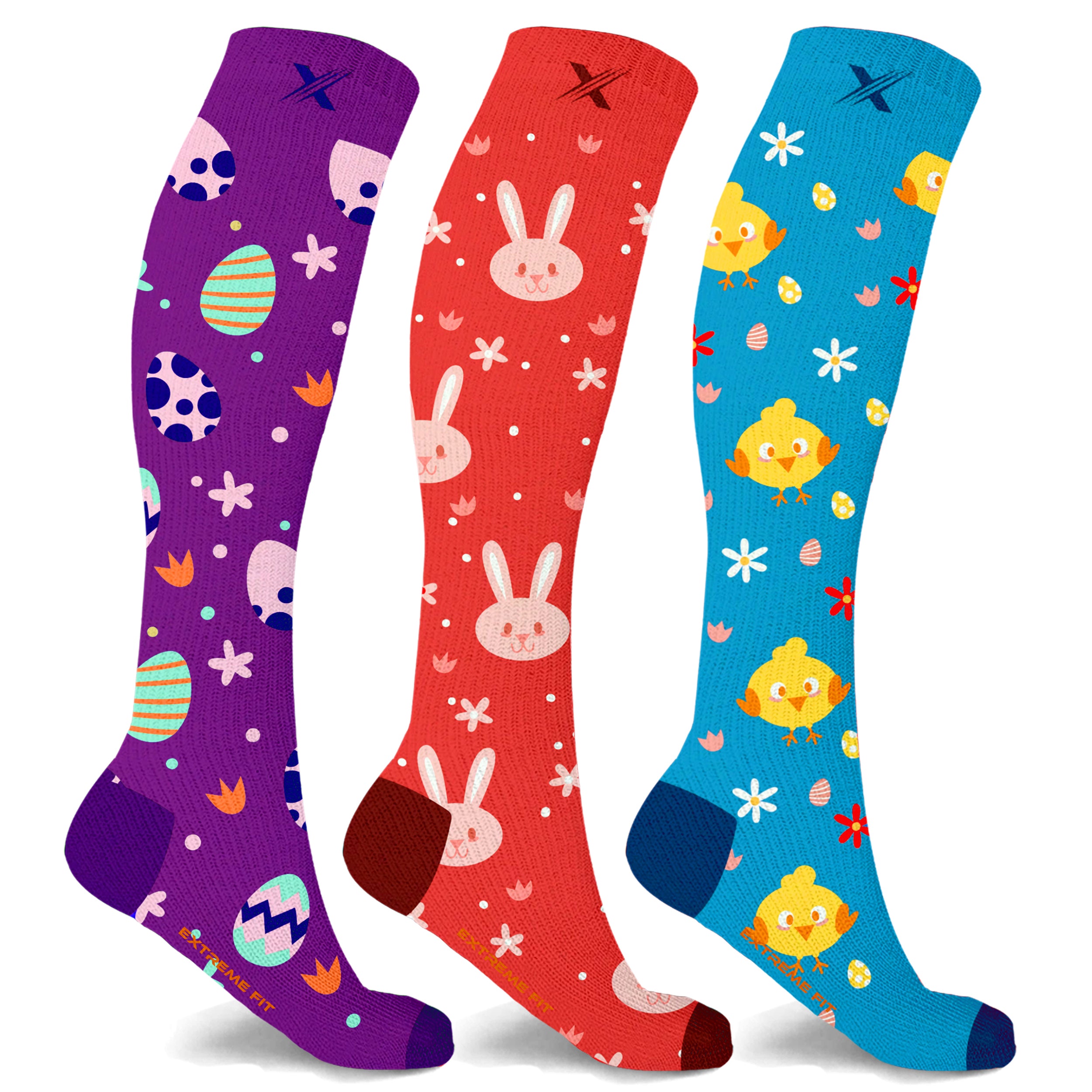 Bunny & Chicks Easter Knee-High Compression Socks (3 Pairs)