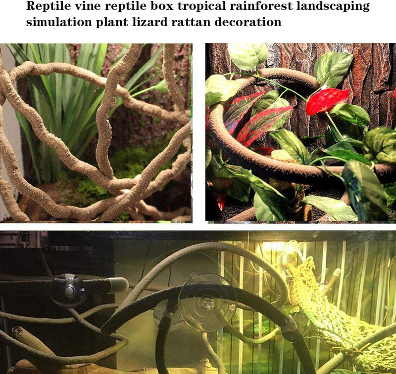Hamiledyi Bearded Dragon Tank Accessories Lizard Large Hammock Jungle Climber Vines Flexible Leaves Bendable Vine Artificial Branch Habitat Reptile Decor for Chameleon, Lizards,Gecko,Snakes