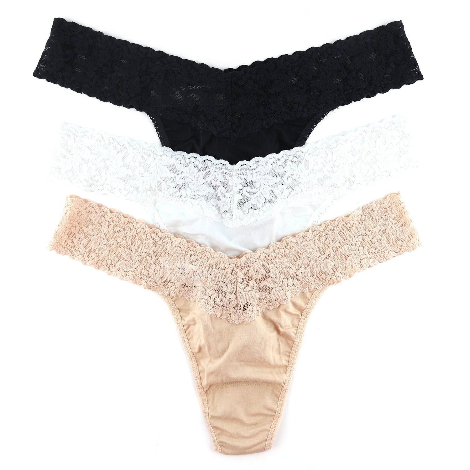 Hanky Panky Three-Pack Low-Rise Organic Cotton Thongs - Bergdorf Goodman