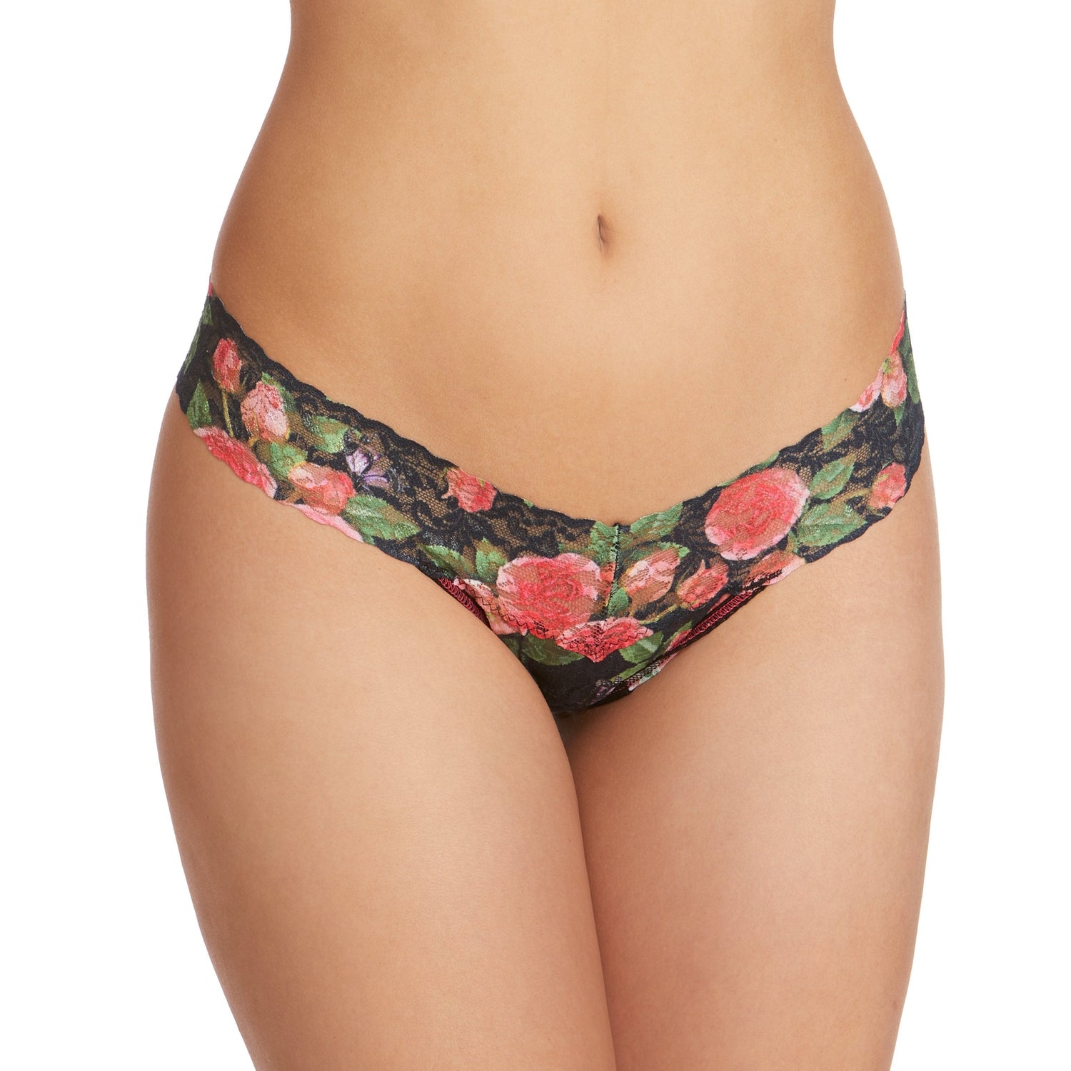 Printed Signature Lace Low Rise Thong