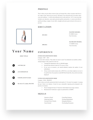 The Store Assistant 1 Page CV Template