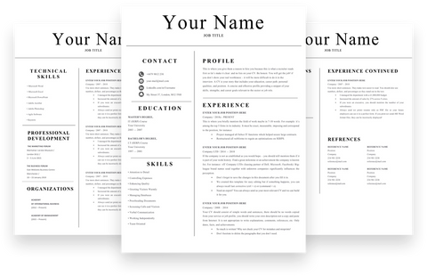 Simple 3 Page Resume, CV template