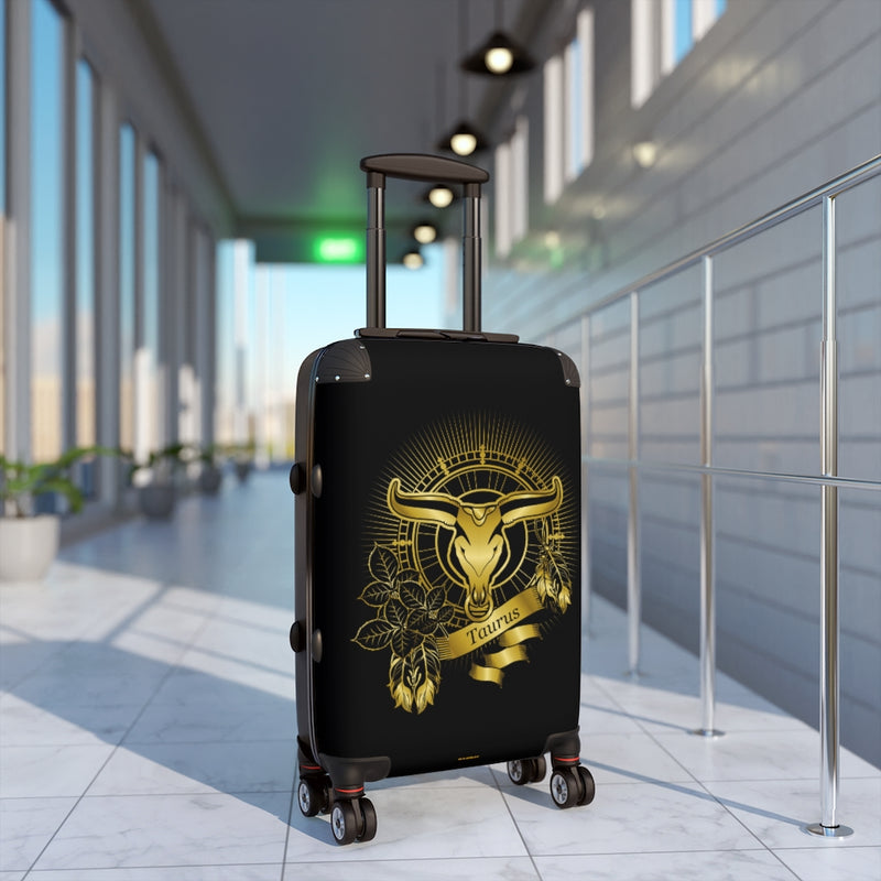 Taurus Zodiac Gold Cabin Suitcase, Taurus Sign Horoscope Suitcase, Taurus Sign Astrology Suitcase, Taurus Zodiac Suitcase