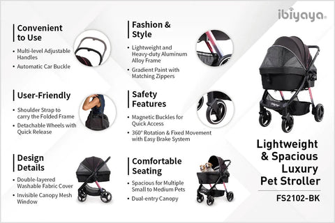 Retro Luxury Pet Strollers for Large Dogs and Medium Size Pets - Ibiyaya