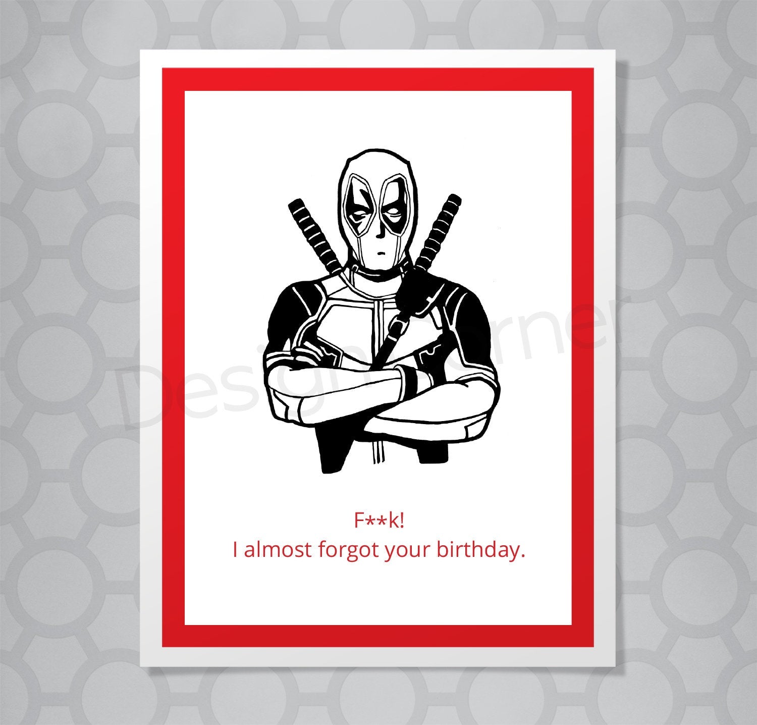 Miniatura Pesimista Demon Play Marvel Deadpool Birthday Card – Design Corner Online