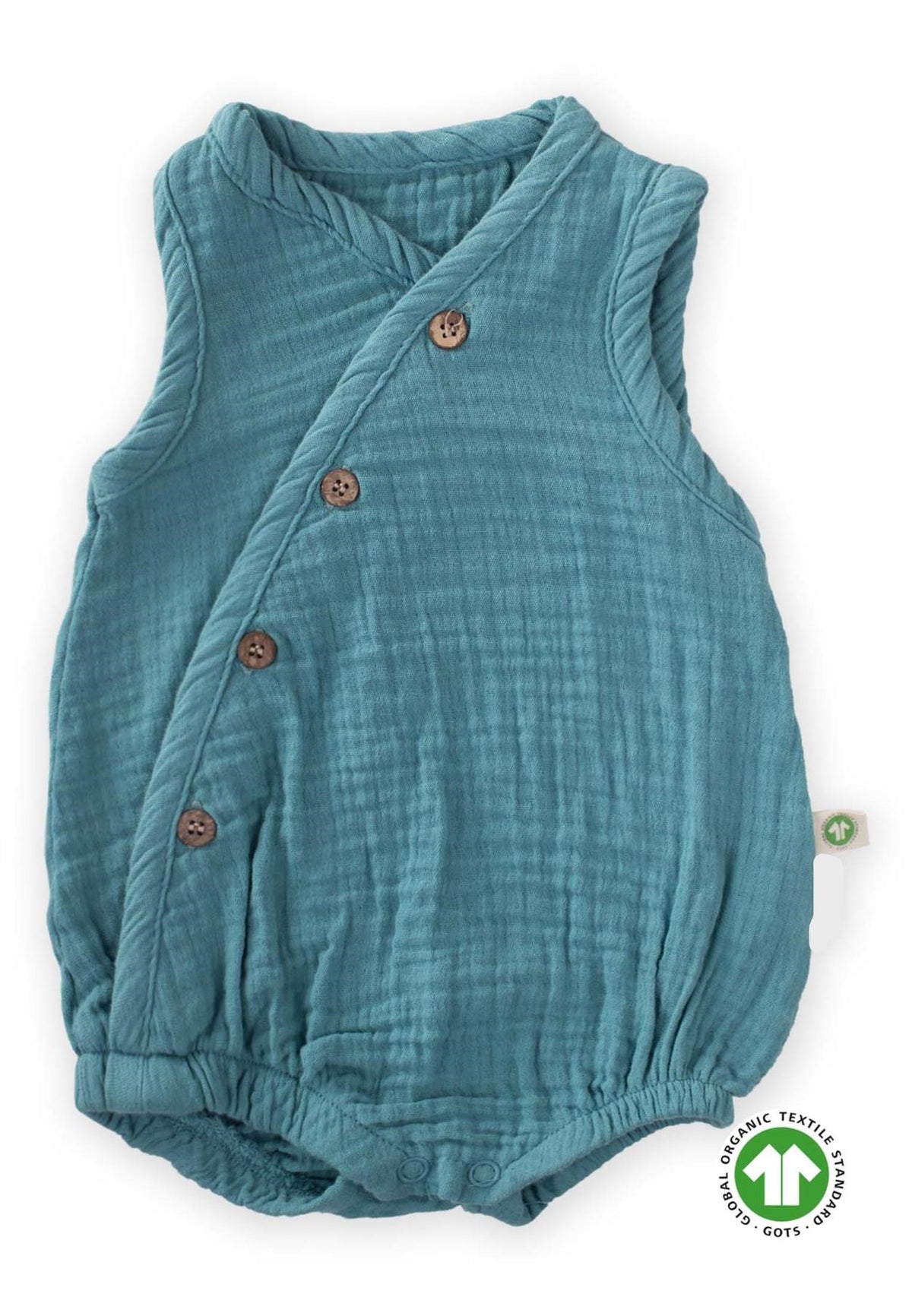 Organic Cotton Muslin Bodysuit 0-3 Years Turquoise