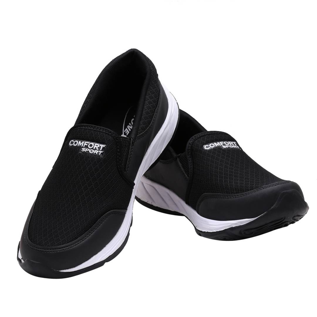 Comfort Men Slip On Sport Black Mesh Running Shoes