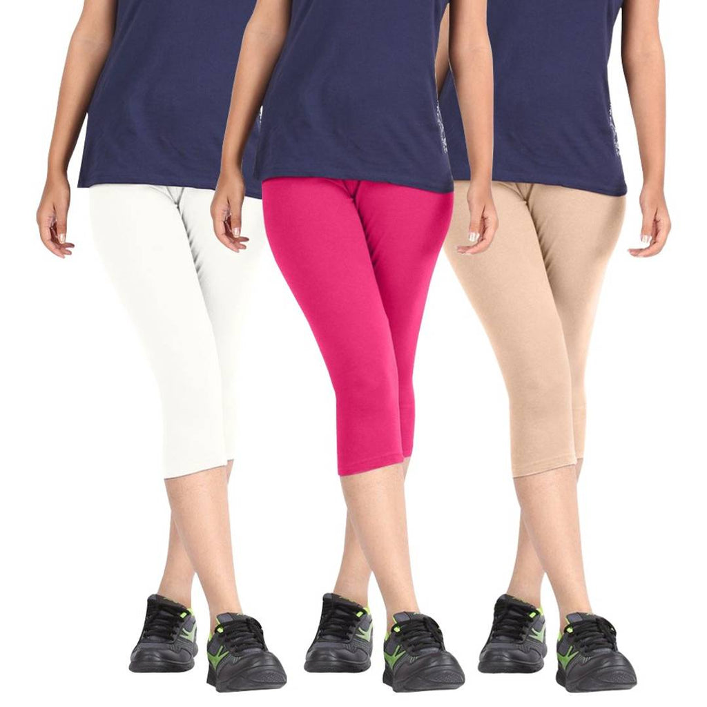 Buy Fasha Women's Cotton Slim Fit 3/4 Capris/Leggings (Black, Maroon, 3XL)  Combo of 2 at Amazon.in