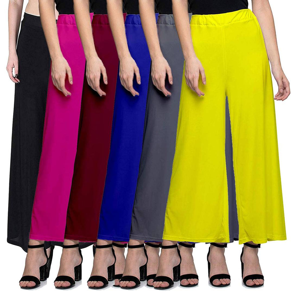 Stylish Women Palazzo Combo Pack Of 6 (white, Blue, Orange, Pink, Peach,  Yellow), Ladies Palazzo Trousers, Ladies Palazzo Pants, प्लाज़ो पैंट -  ussiplshop, Chennai | ID: 25995337533