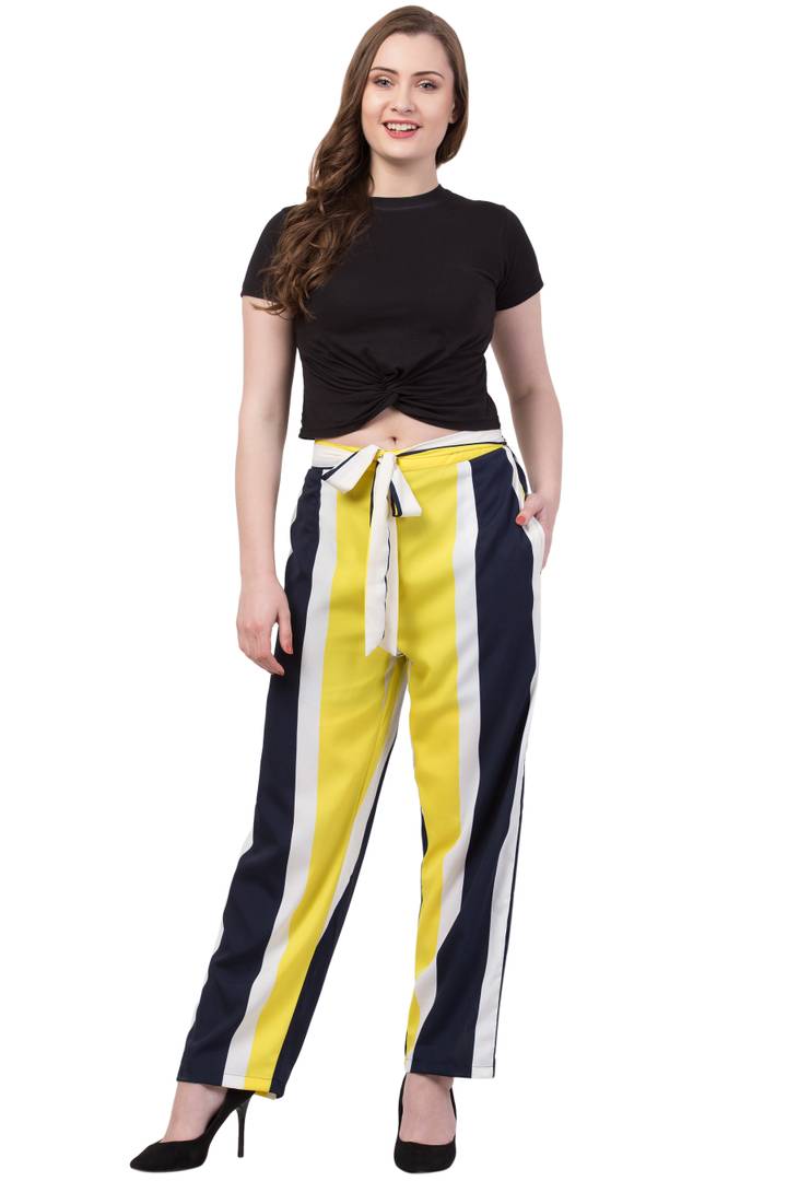 Marni - Ivory wool crepe trousers with blue embroidered stripes, for women