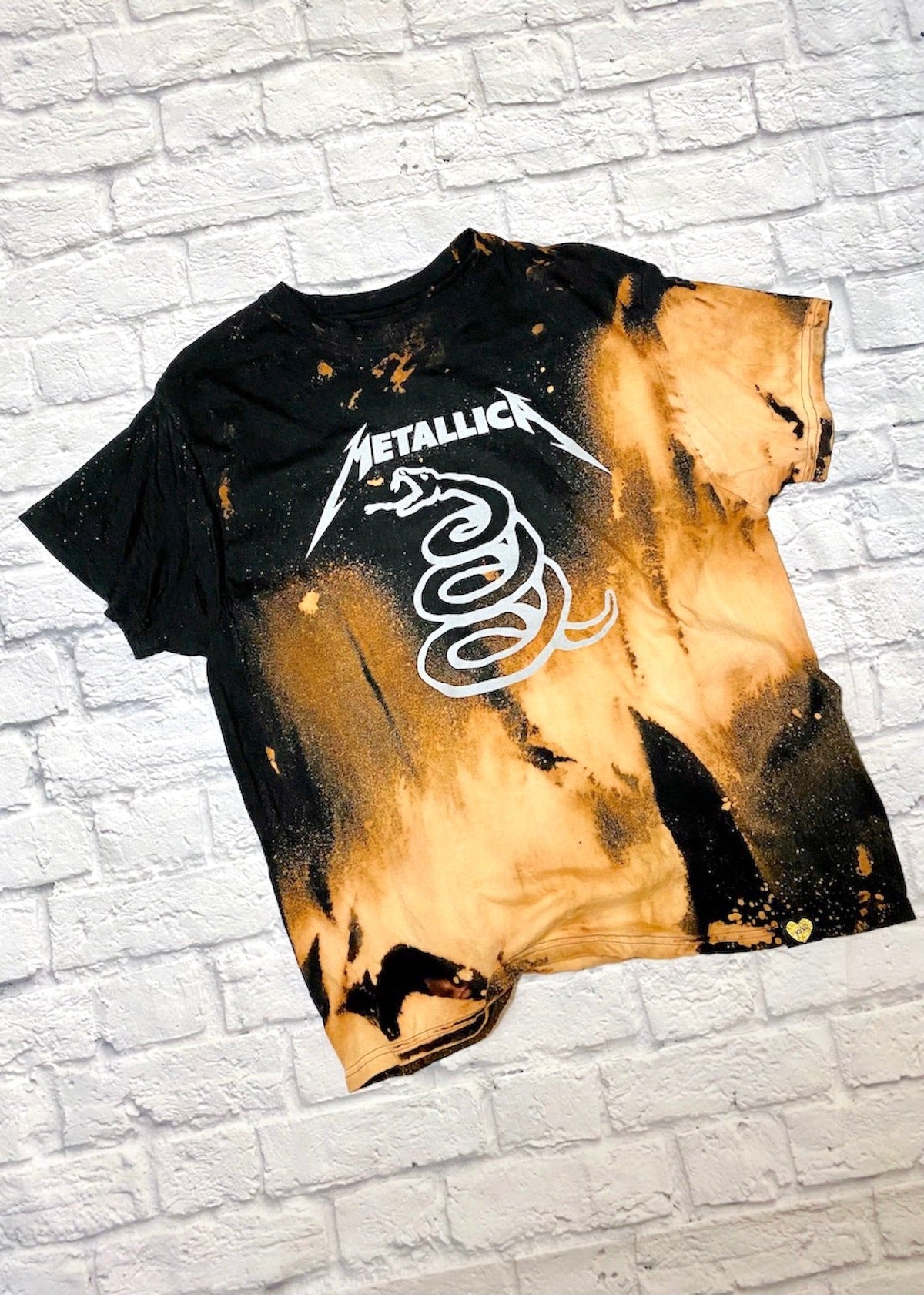 Metallica Logo Bleach Dye T Shirt Reputation NYC