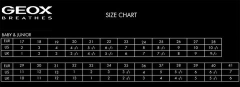 Geox Mens Shoes Size Chart