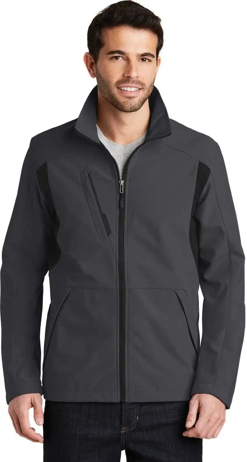 Port Authority J336 Back-Block Soft Shell Jacket - Battleship Gray Black