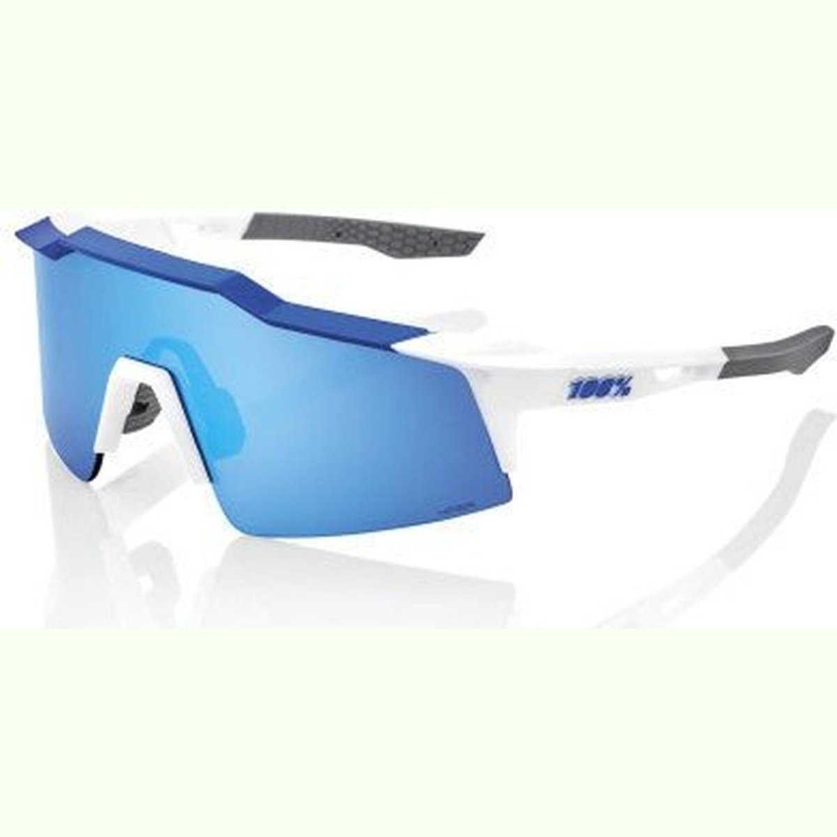 100% 60008-00003 Speedcraft SL Sunglasses Matte White Metallic Blue with HiPER Blue Lens