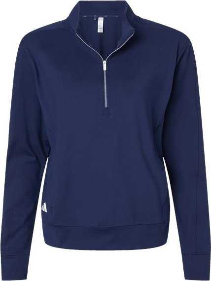 Adidas A1002 Women's Ultimate365 Textured Quarter-Zip Pullover - Collegiate Navy