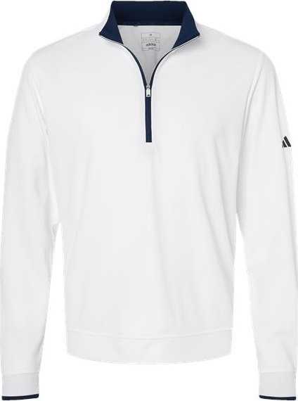 Adidas A2002 Lightweight Quarter-Zip Pullover - White/ Navy