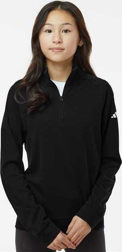 Adidas A4001 Youth Quarter-Zip Pullover - Black