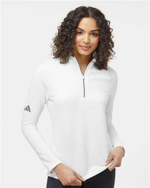 Adidas A589 Women's Spacer Quarter-Zip Pullover - Core White