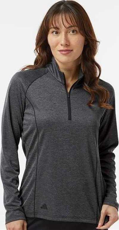 Adidas A594 Women's Space Dyed Quarter-Zip Pullover - Black Melange