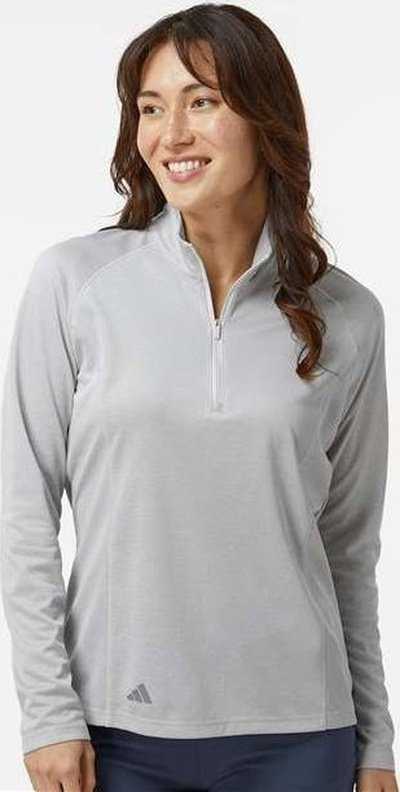 Adidas A594 Women's Space Dyed Quarter-Zip Pullover - Gray One Heather