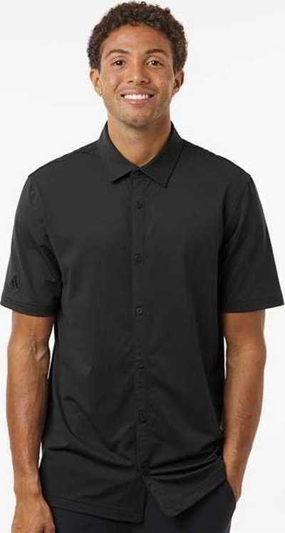 Adidas A595 Button Down Short Sleeve Shirt - Black