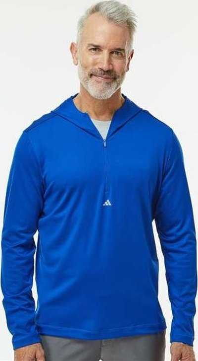 Adidas A596 Lightweight Performance Quarter-Zip Hooded Pullover - Collegiate Royal