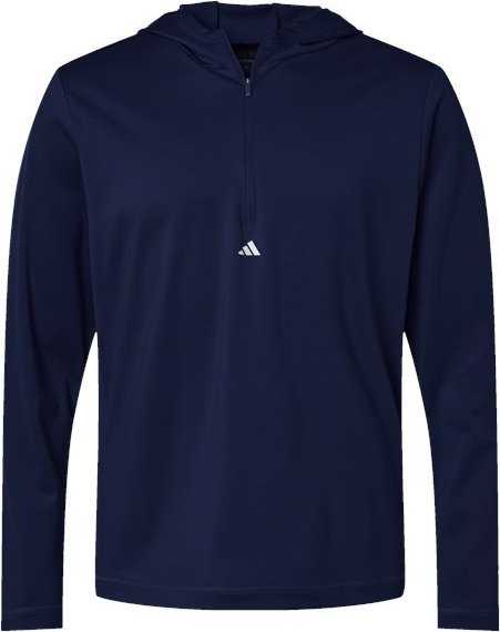 Adidas A596 Lightweight Performance Quarter-Zip Hooded Pullover - Collegiate Navy