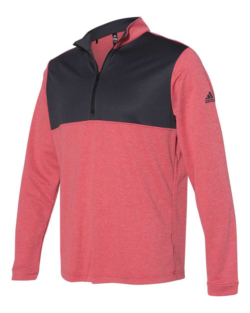 Adidas A280 Lightweight Quarter-Zip Pullover - Power Red Heather Carbon