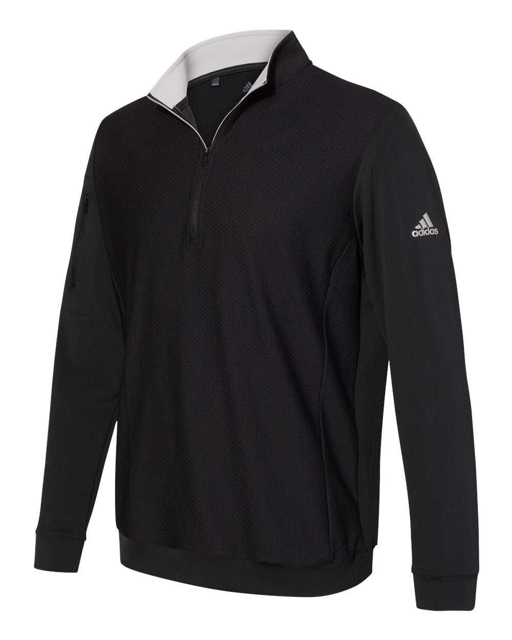 Adidas A295 Performance Textured Quarter-Zip Pullover - Black