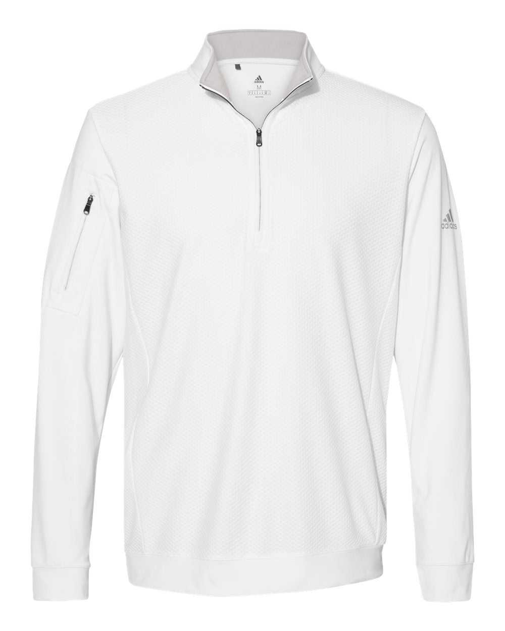 Adidas A295 Performance Textured Quarter-Zip Pullover - White