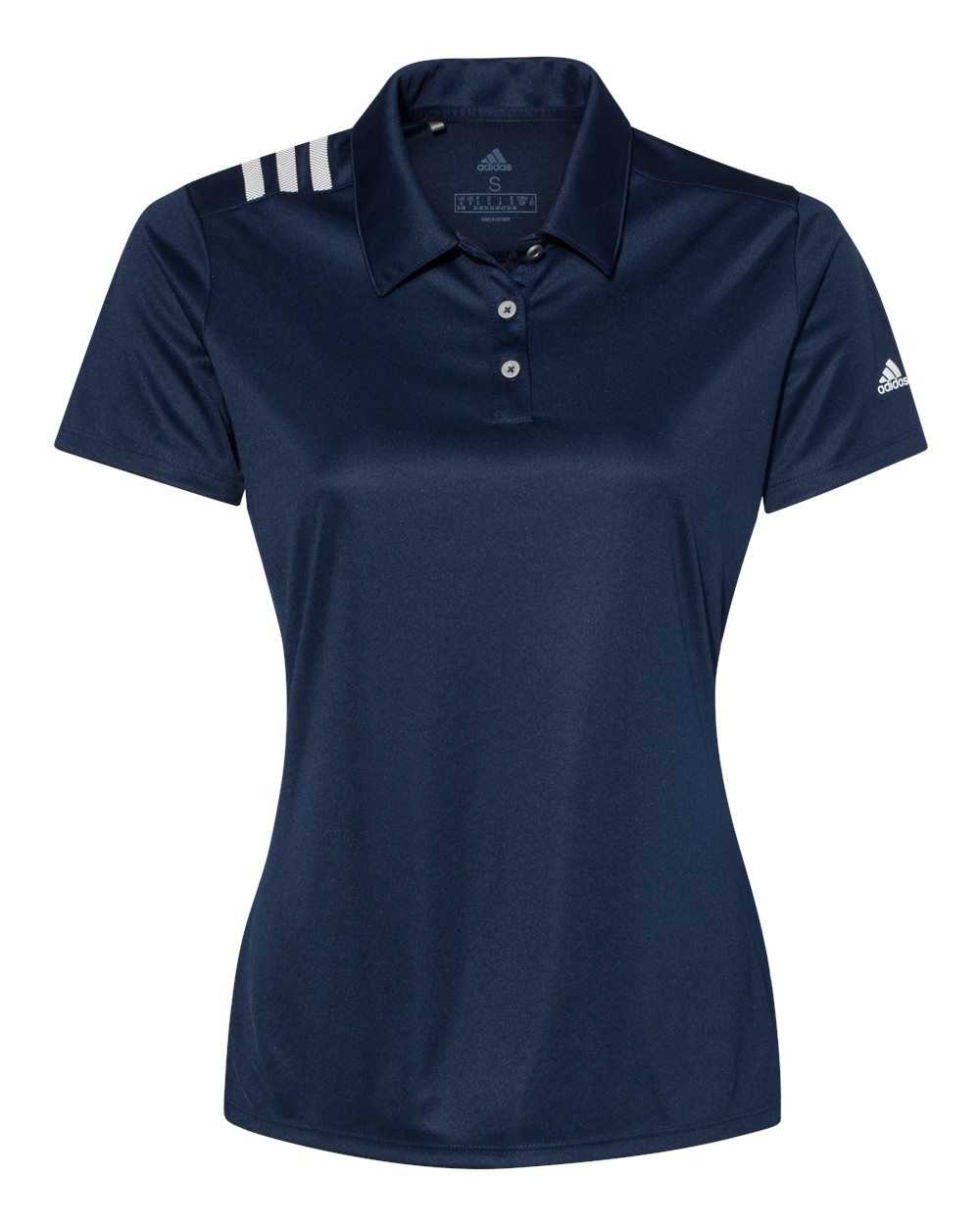 Adidas A325 Women's 3-Stripes Shoulder Sport Shirt - Collegiate Navy White