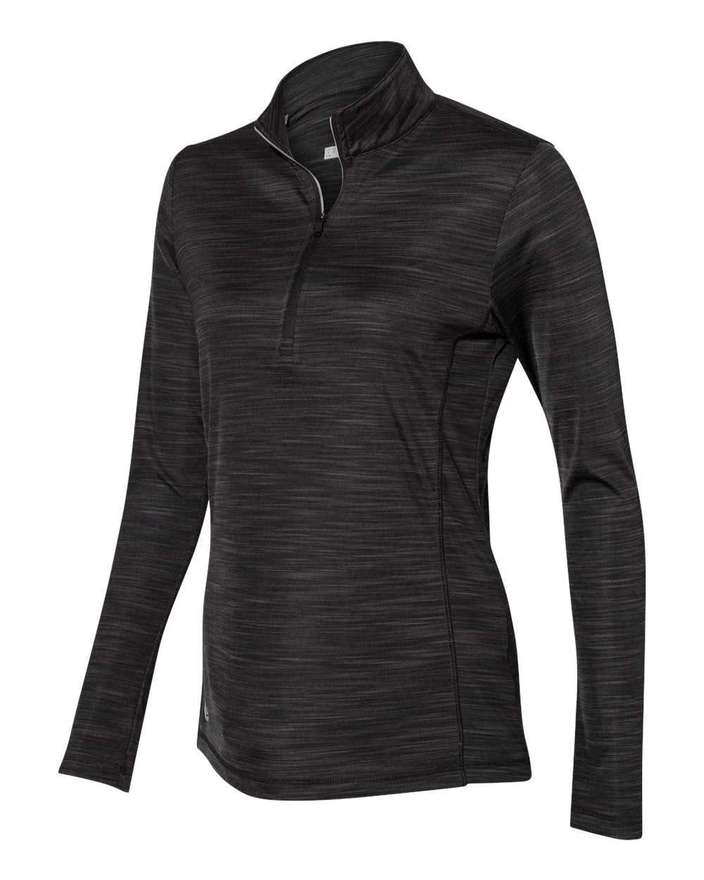 Adidas A476 Women's Lightweight M??lange Quarter-Zip Pullover - Black Melange