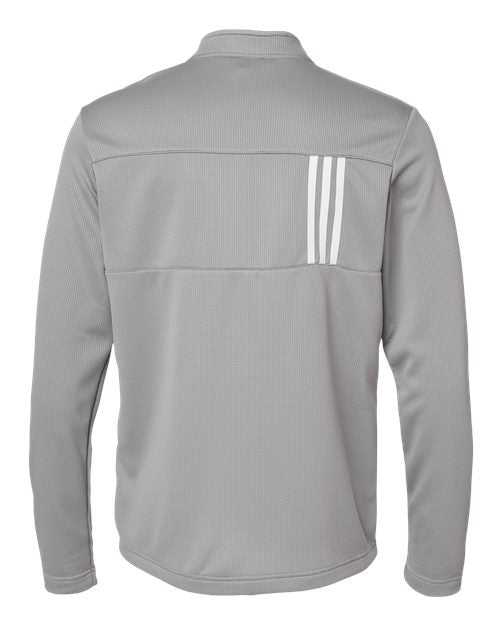 Adidas A482 3-Stripes Double Knit Quarter-Zip Pullover - Grey Three White