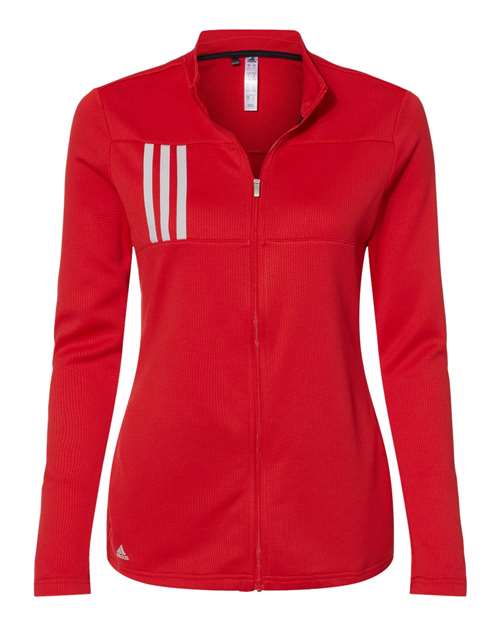 Adidas A483 Women's 3-Stripes Double Knit Full-Zip - Team Collegiate Red Grey Two