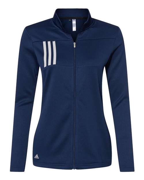 Adidas A483 Women's 3-Stripes Double Knit Full-Zip - Team Navy Blue Grey Two