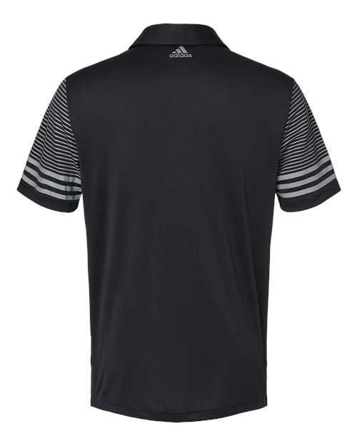 Adidas A490 Striped Sleeve Polo - Black Grey Three