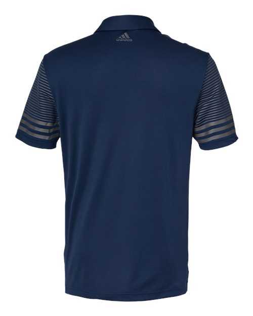 Adidas A490 Striped Sleeve Polo - Team Navy Blue Grey Five