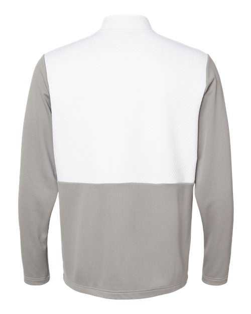 Adidas A532 Textured Mixed Media Quarter-Zip Pullover - Grey Three White