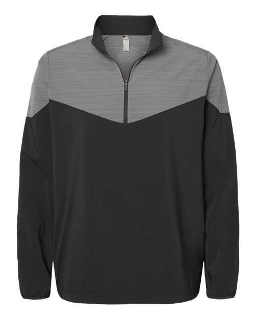 Adidas A546 Heather Chevron Quarter-Zip Wind Pullover - Black Black Heather