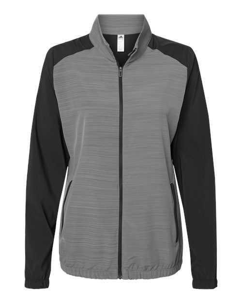 Adidas A547 Women's Heather Block Full-Zip Wind Jacket - Black Black Heather