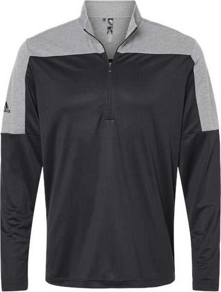 Adidas A552 Lightweight Quarter-Zip Pullover - Black Gray Three Melange