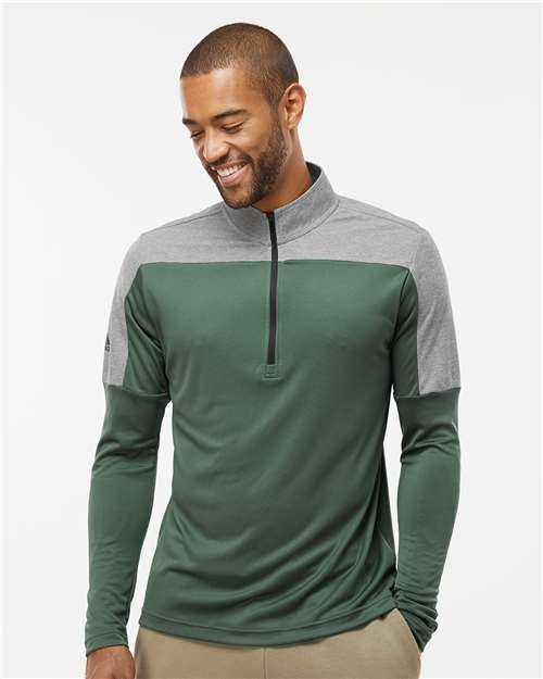 Adidas A552 Lightweight Quarter-Zip Pullover - Green Oxide Gray Three Melange