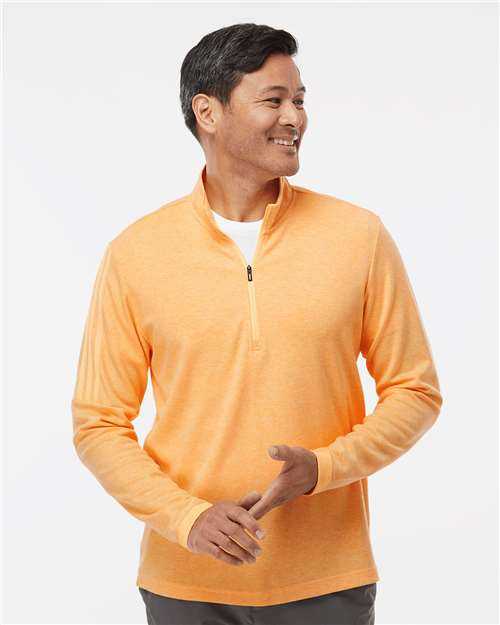 Adidas A554 3-Stripes Quarter-Zip Sweater - Acid Orange Melange