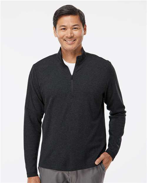 Adidas A554 3-Stripes Quarter-Zip Sweater - Black Melange