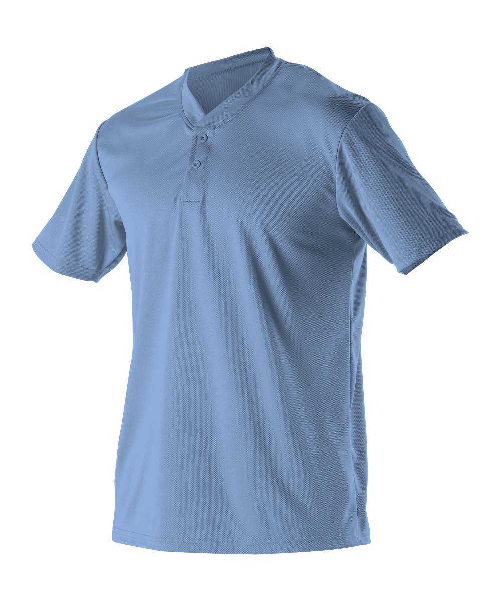 Alleson Athletic 522MMY Youth Baseball 2 Button Henley Jersey - Carolina Blue