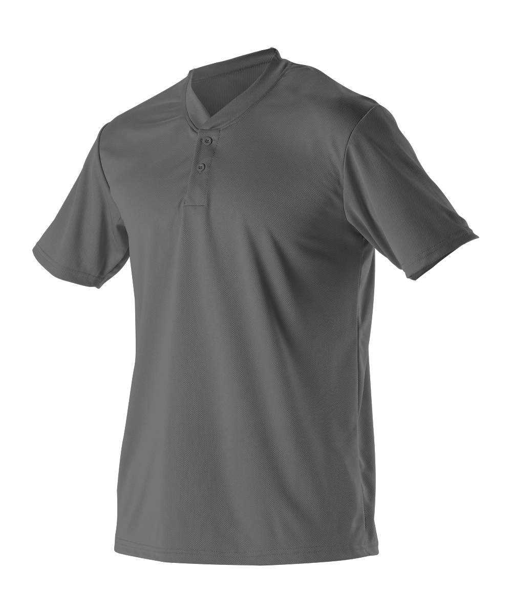 Alleson Athletic 522MMY Youth Baseball 2 Button Henley Jersey - Charcoal