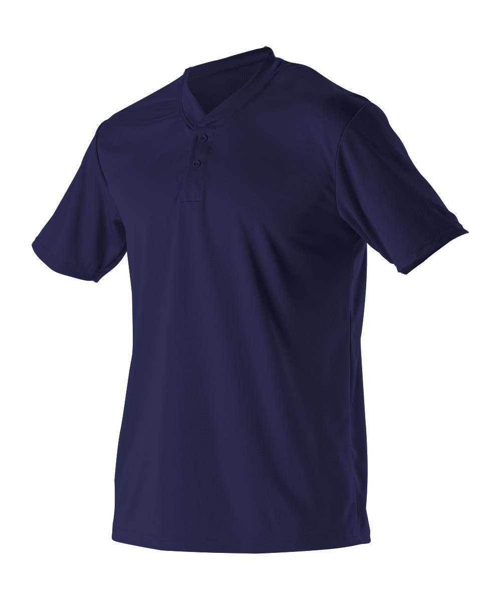 Alleson Athletic 522MMY Youth Baseball 2 Button Henley Jersey - Navy