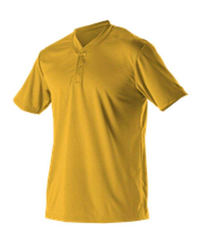 Alleson Athletic 522MM Adult Baseball 2 Button Henley Jersey - Gold