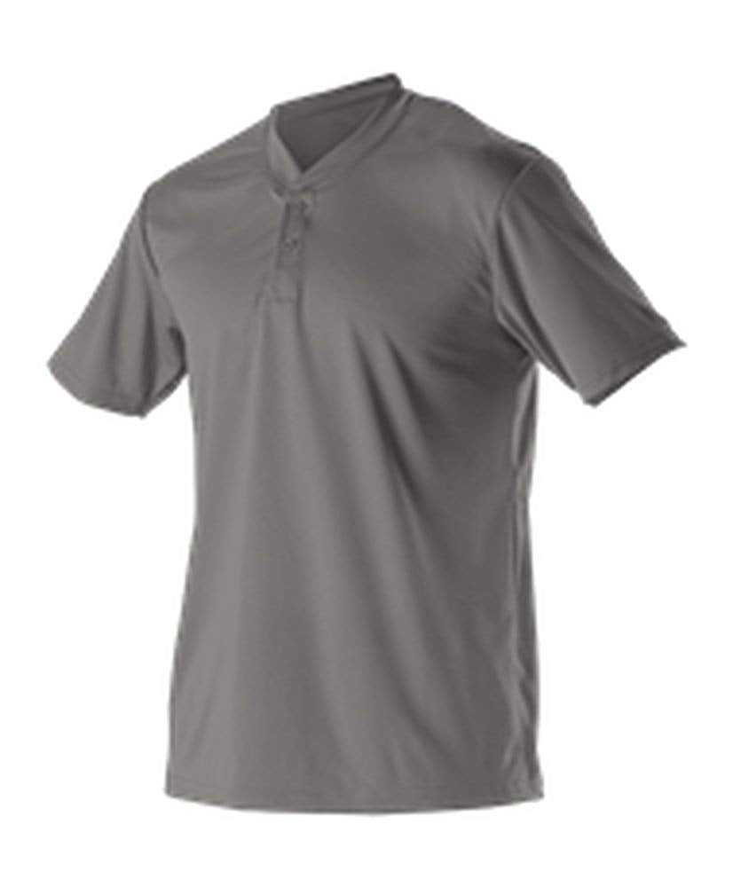 Alleson Athletic 522MM Adult Baseball 2 Button Henley Jersey - Silver