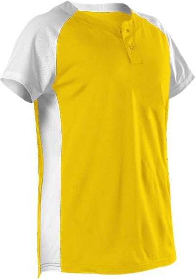 Alleson Athletic 522PDWG Girl's Two Button Fastpitch Jersey - Light Gold White